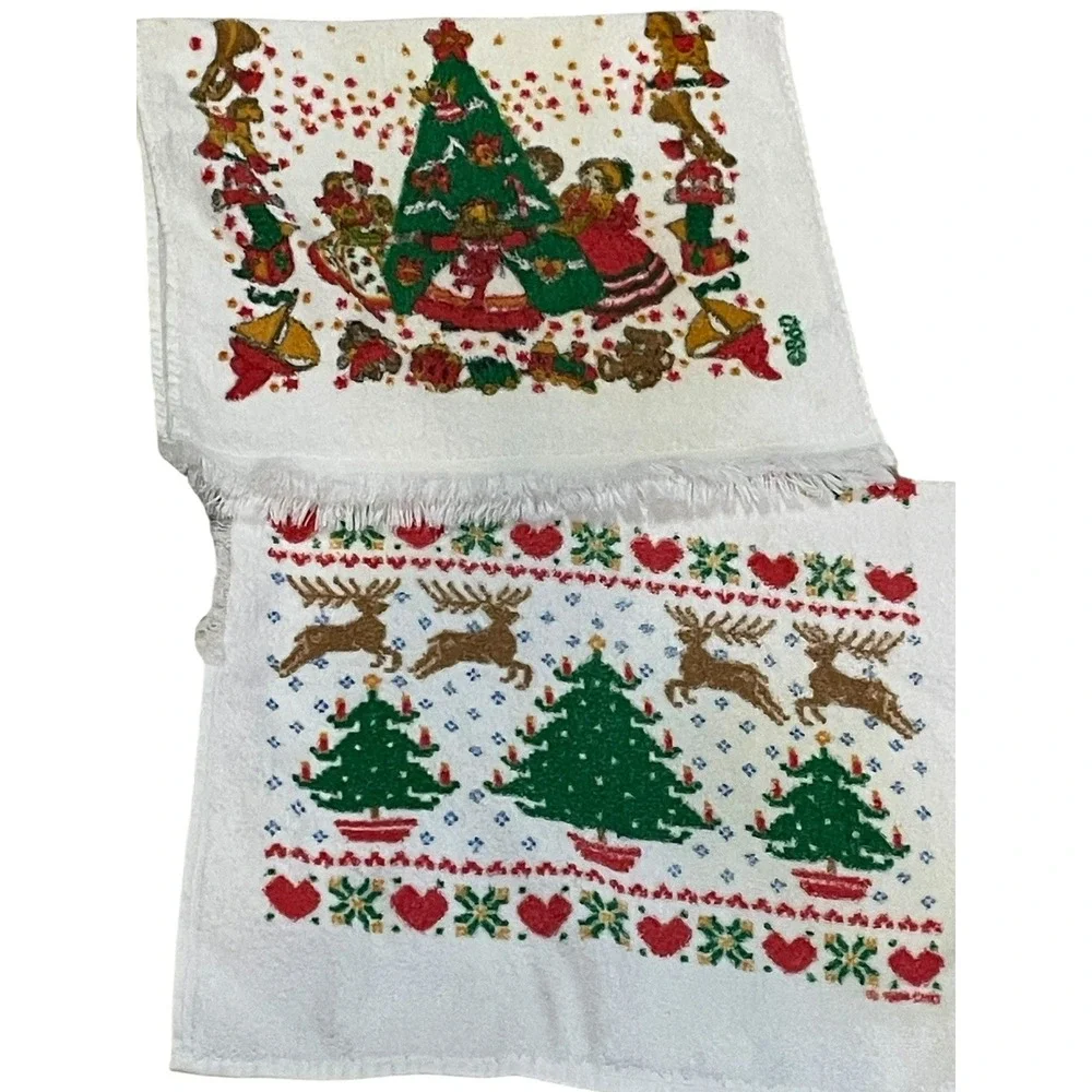 Lot 13 Vintage & Modern Christmas‎ Kitchen Towels & Table Runner Holiday Cotton